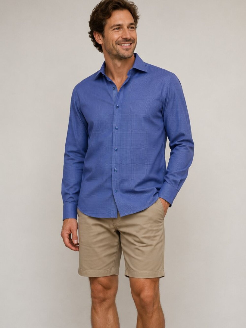 Nautica Men's Blue Check Slim Fit Performance Super Shirt - Size Medium - NWT